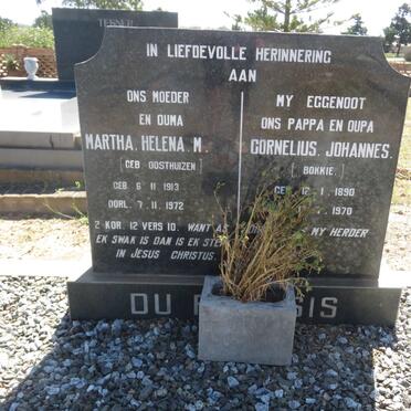 PLESSIS Cornelius Johannes, du 1890-1970 &amp; Martha Helena M. OOSTHUIZEN 1913-1972