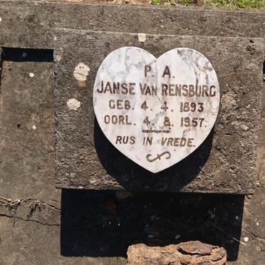 RENSBURG P.A., Janse van 1893-1957