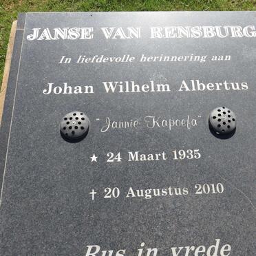 RENSBURG Johan Wilhelm Albertus, Janse van 1935-2010 &amp; Gertruida Susanna CLAASSEN 1940-2015