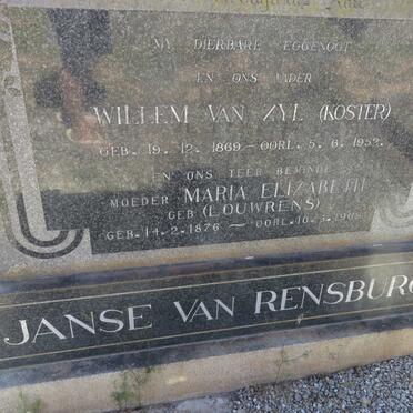 RENSBURG Willem van Zyl, Janse van 1869-1952 &amp; Maria Elizabeth LOUWRENS 1876-1969
