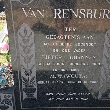 RENSBURG Pieter Johannes, van 1915-1969 &amp; M.W. 1917-2007