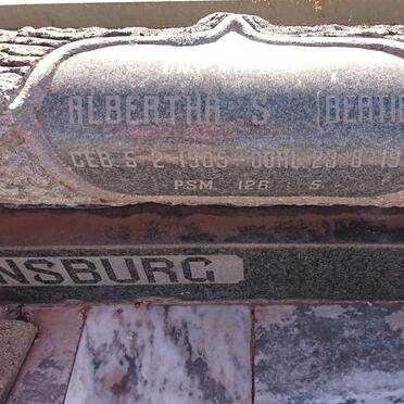 RENSBURG Albertha S., Janse van 1905-1986