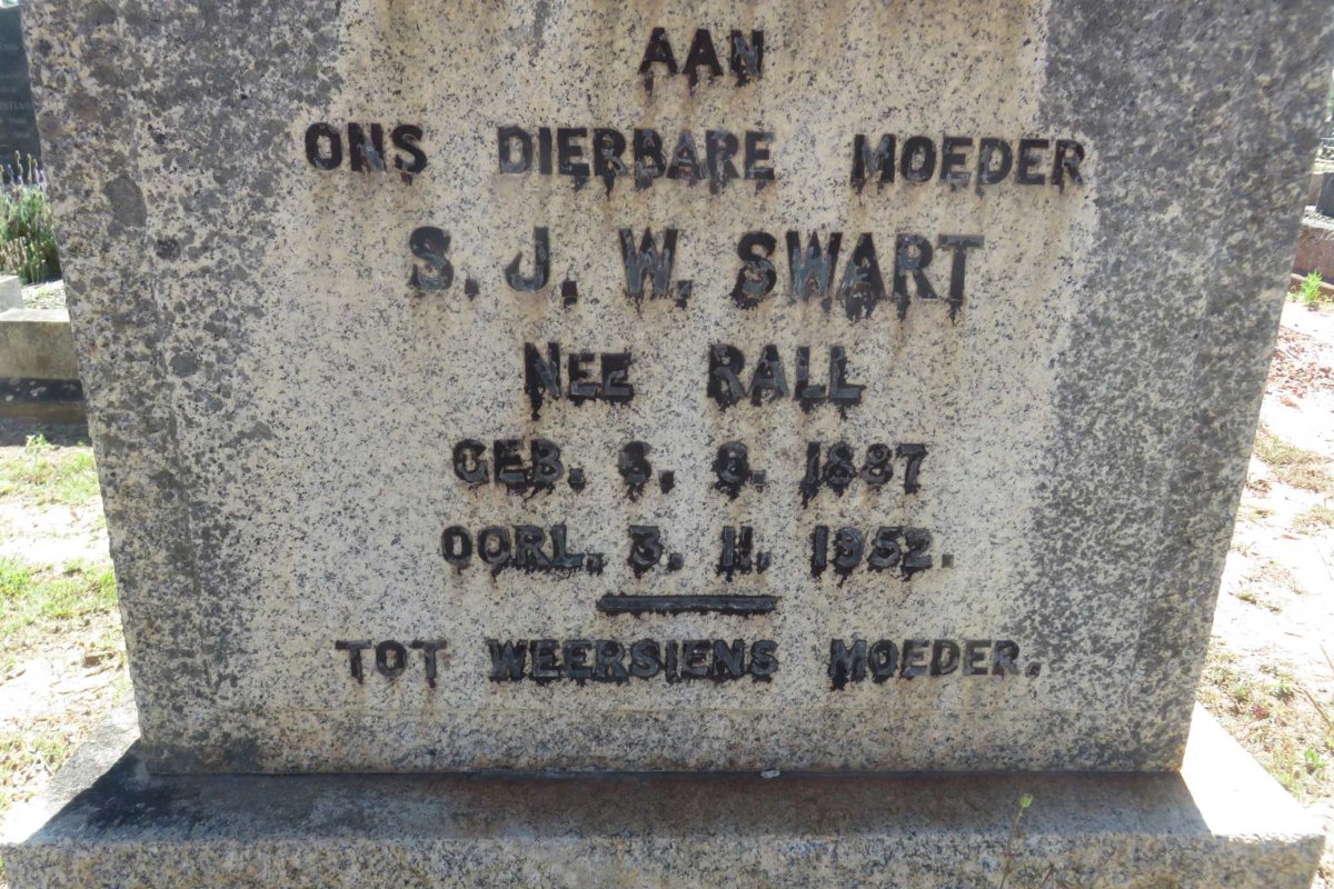 SWART S.J.W. nee BALL 1887-1952