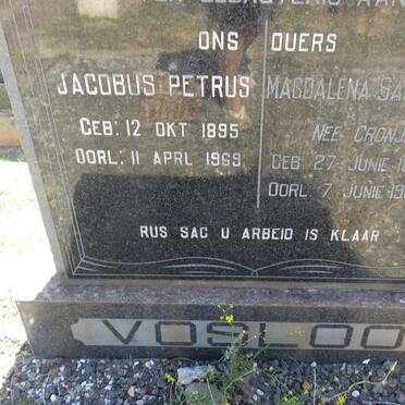 VOSLOO Jacobus Petrus 1895-1969 &amp; Magdalena Salomina CRONJE 1896-1969
