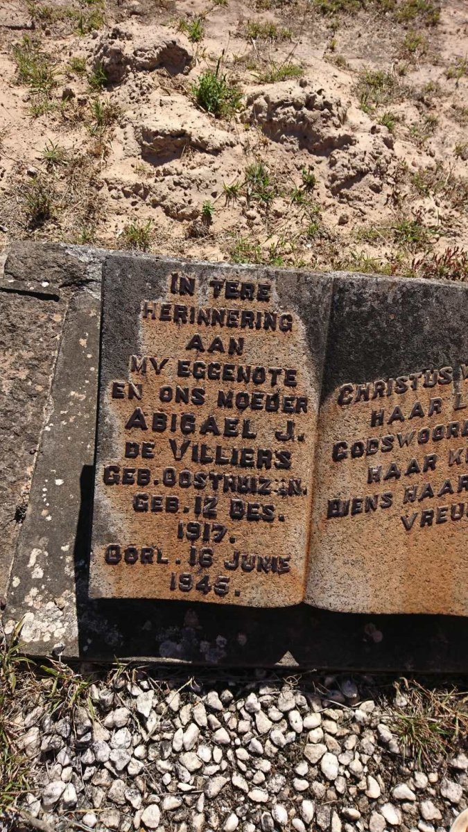 VILLIERS Abigael J., de nee OOSTHUIZEN 1917-1945