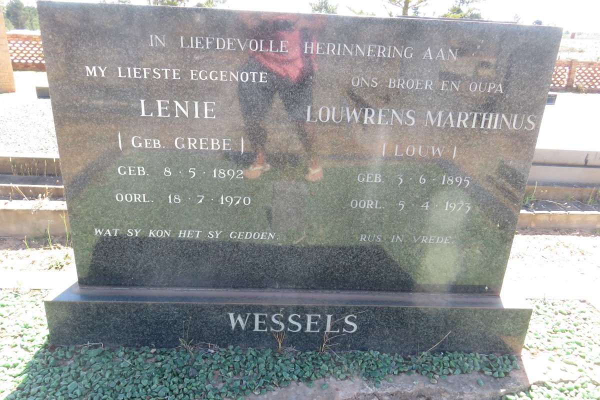 WESSELS Louwrens Marthinus 1895-1973 &amp; Lenie GREBE 1892-1970