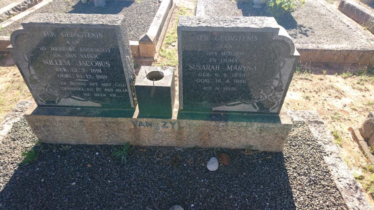 ZYL Willem Jacobus, van 1891-1959 &amp; Susarah Maryna 1899-1986