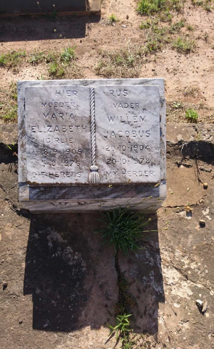 ZYL Willem Jacobus, van 1904-1978 &amp; Maria Elizabeth 1905-1976