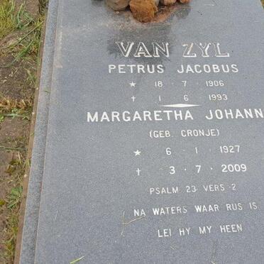 ZYL Petrus Jacobus, van 1906-1993 &amp; Margaretha Johanna CRONJE 1927-2009