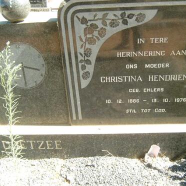 COETZEE Christina Hendriena nee EHLERS 1886-1976