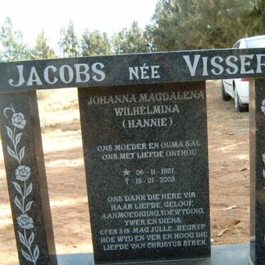 JACOBS Johanna Magdalena Wilhelmina nee VISSER 1927-2003