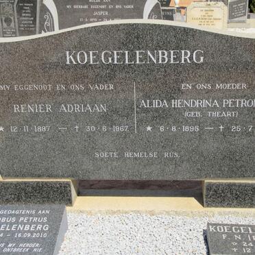 KOEGELENBERG Renier Adriaan 1887-1967 &amp; Alida Hendrina Petronella THEART 1895-1969