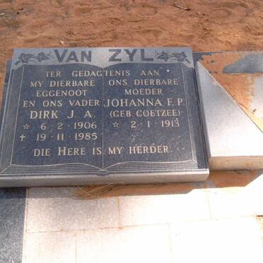 ZYL Dirk J.A., van 1906-1985 &amp; Johanna F.P. COETZEE 1913-
