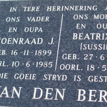 BERG Coenraad J., van den 1899-1985 &amp; Beatrix J. 1923-1985