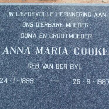 COOKE Anna Maria nee VAN DER BYL 1899-1987