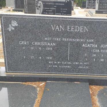 EEDEN Gert Christiaan, van 1918-1991 &amp; Agathe Johanna VOS 1924-2013