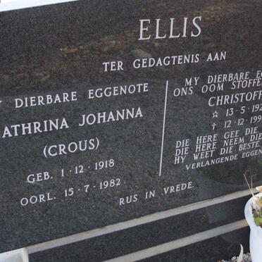 ELLIS Christoffel 1923-1994 &amp; Cathrina Johanna CROUS 1918-1982