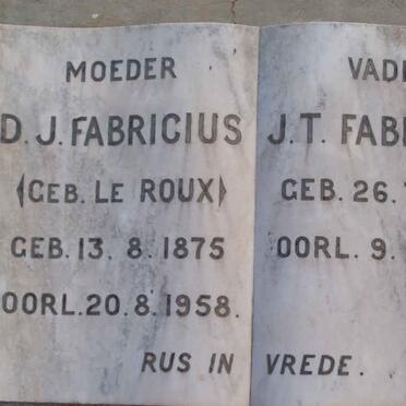 FABRICIUS J.T. 1880-1963 &amp; D.J. LE ROUX 1875-1958
