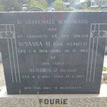 FOURIE Hendrik J. 1902-1967 &amp; Susanna M. WESSELS 1904-1963