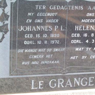 GRANGE Johannes P.l., le 1890-1972 &amp; Helena I. 1903-1977