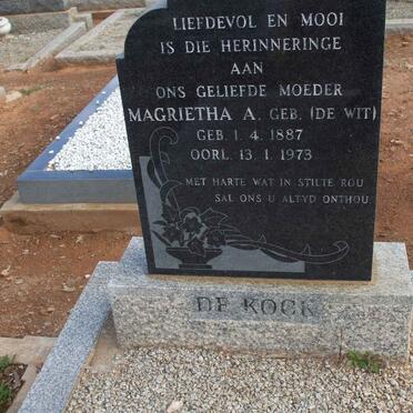 KOCK Magrietha A., de nee DE WIT 1887-1973