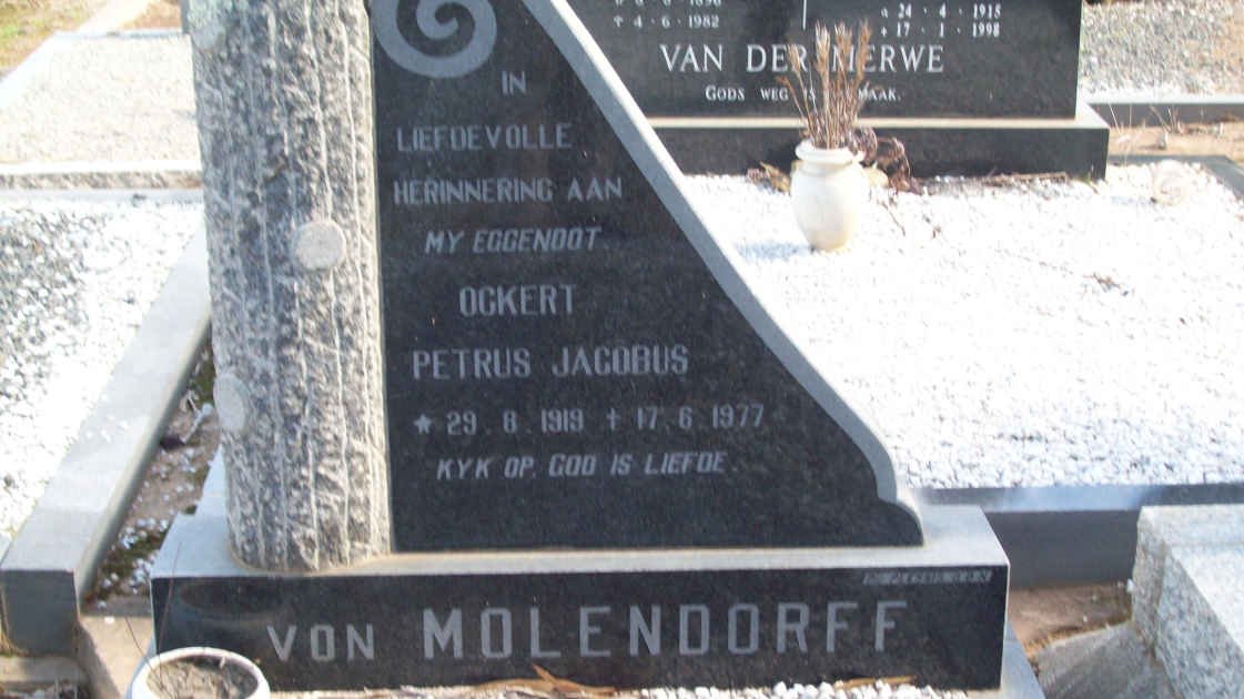 MOLENDORFF Ockert Petrus Jacobus, von 1919-1977