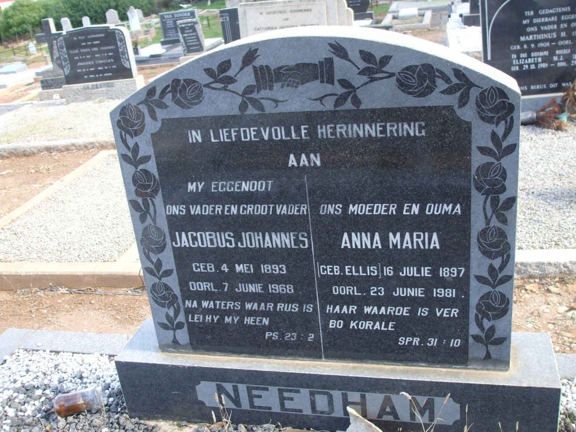 NEEDHAM Jacobus Johannes 1893-1968 &amp; Anna Maria ELLIS 1897-1981