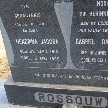 ROSSOUW Gabriel Daniel 1905-1970 &amp; Hendrina Jacoba 1910-1995