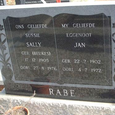 RABE Jan 1902-1972 &amp; Sally BEUKES 1905-1976