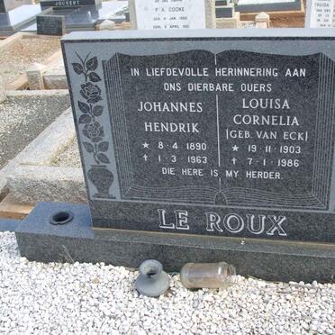 ROUX Johannes Hendrik, le 1890-1963 &amp; Louisa Cornelia VAN ECK 1903-1986