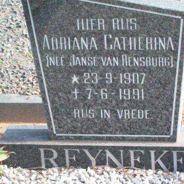 REYNEKE Adriana Catherina nee JANSE VAN RENSBURG 1907-1991