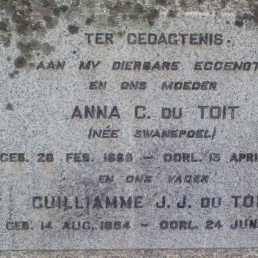 TOIT Guilliamme J.J., du 1884-1970 &amp; Anna C. SWANEPOEL 1888-1963
