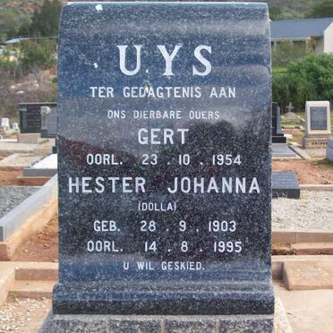 UYS Gert -1954 &amp; Hester Johanna 1903-1995