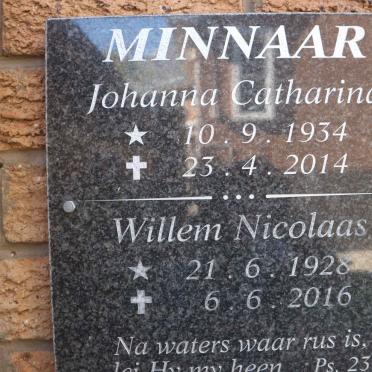 MINNAAR Willem Nicolaas 1928-2016 &amp; Johanna Catharina 1934-2014