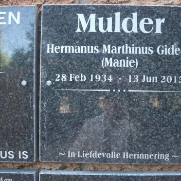 MULDER Hermanus Marthinus Gideon 1934-2015