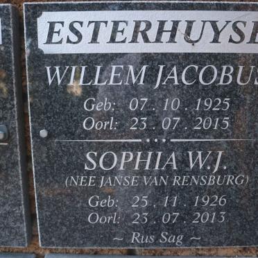 ESTERHUYSE Willem Jacobus 1925-2015 &amp; Sophia W.J. JANSE VAN RENSBURG 1926-2013