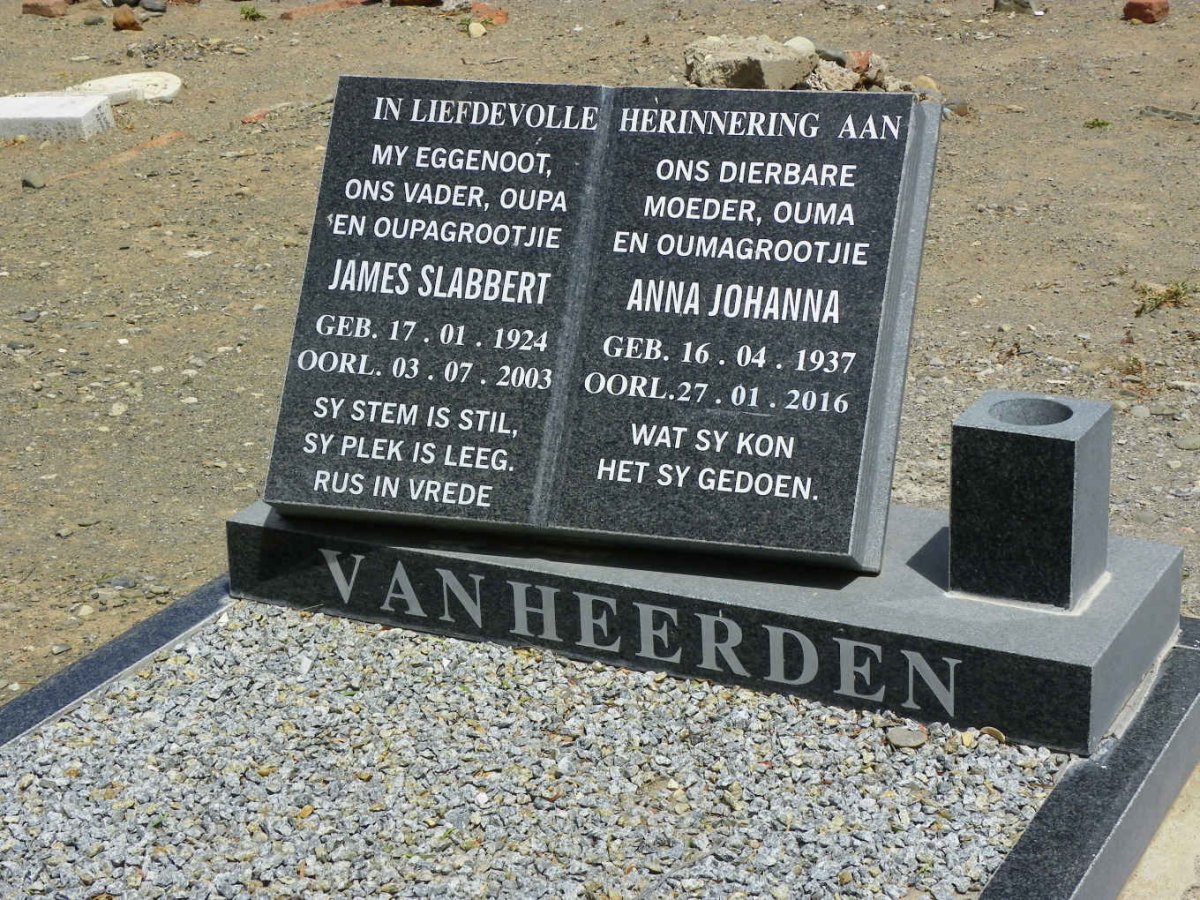 HEERDEN James Slabbert, van 1924-2003 & Anna Johanna 1937-2016