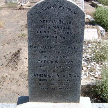 DEAS Matthew -1940 &amp; Nellie MANUEL -1918 :: DEAS Magdalena S. Manuel -1937 :: DEAS Catherina A.J. 1897-1985