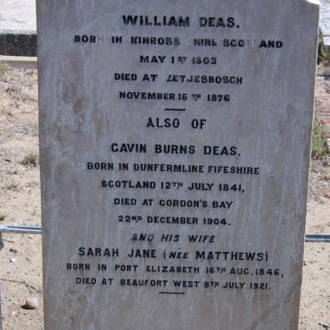 DEAS Gavin 1841-1904 &amp; Sara Jane MATTHEWS 1846-1921 :: DEAS William 1903-1876