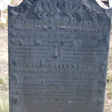 EVENS Caroline Amelia 1825-1873 :: EVENS Amelia Juliana 1856-1874