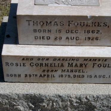 FOULKES Thomas 1862-1926 &amp; Rosy Cornelia Mary MANUEL 1879-1935