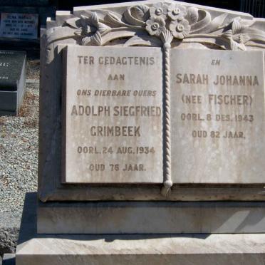 GRIMBEEK Adolph Siegfried -1934 &amp; Sarah Johanna FISCHER -1943