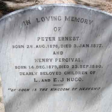 HUGO Peter Ernest 1876-1877 :: HUGO Henry Percival 1879-1880