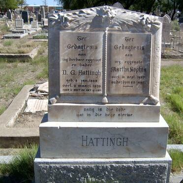 HATTINGH D. G. 1869-1939 &amp; Martha Sofia -1937