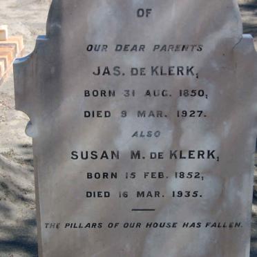 KLERK Jas., de 1850-1927 &amp; Susan M. 1852-1935