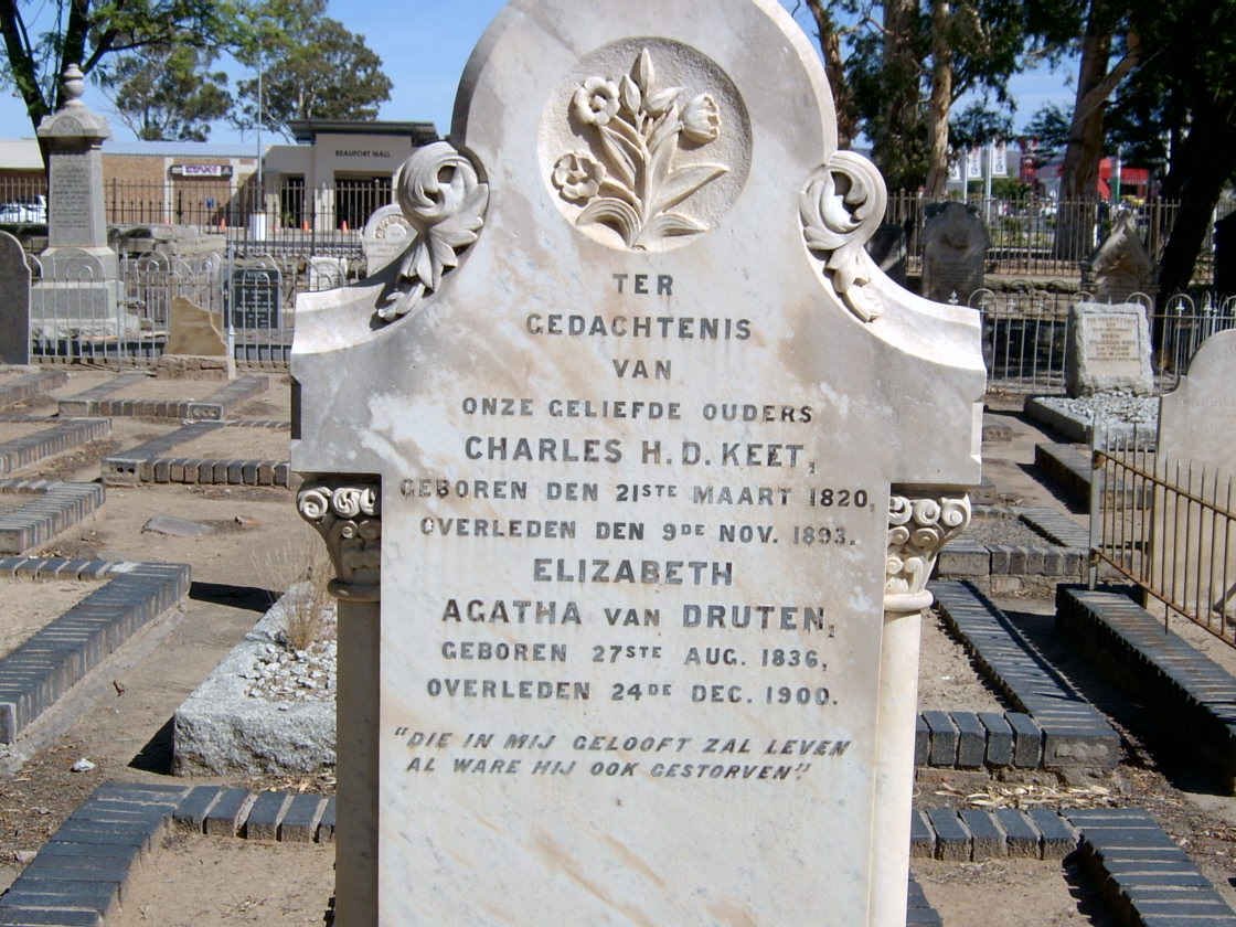 KEET Charles H.D. 1820-1893 &amp; Elizabeth Agatha VAN DRUTEN 1836-1900