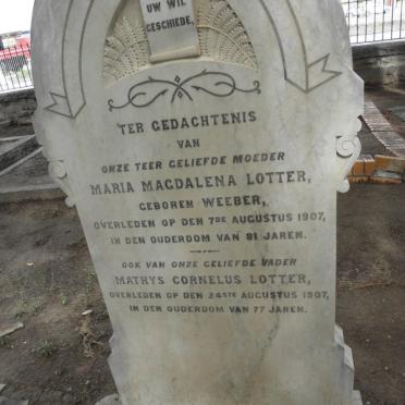 LOTTER Mathys Cornelus -1907 &amp; Maria Magdalena WEEBER -1907