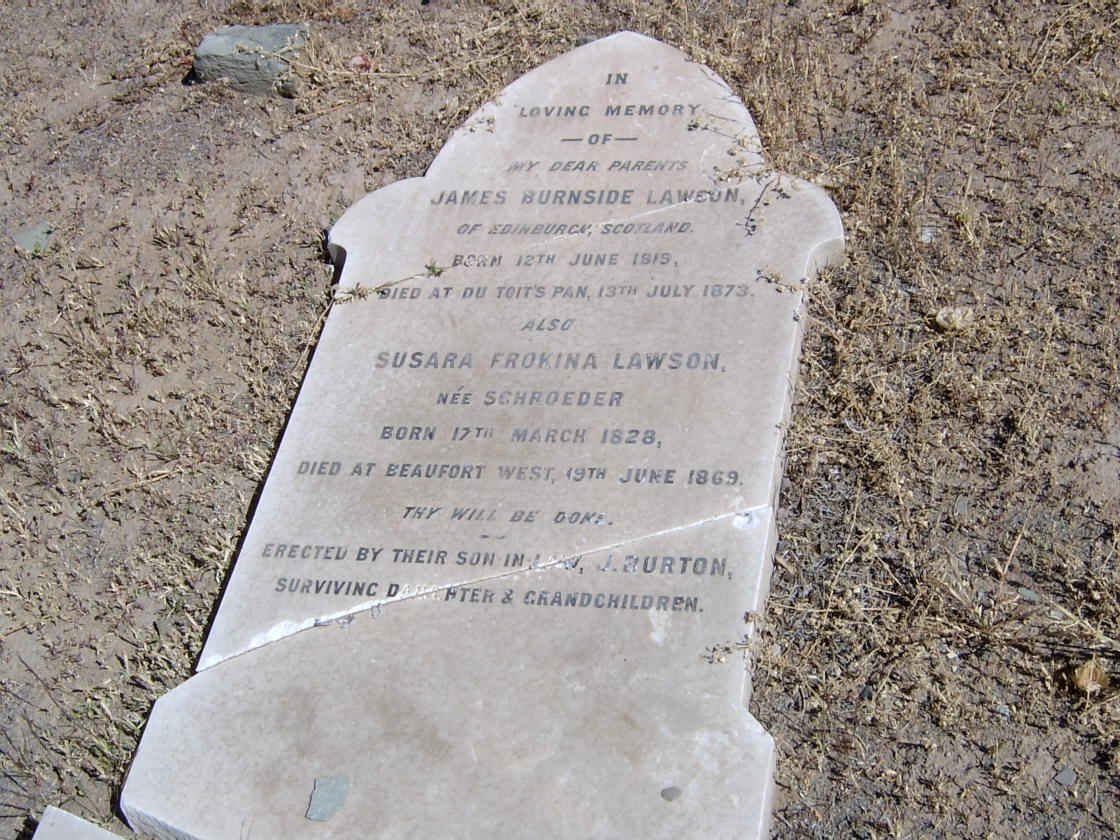 LAWSON James Burnside 1819-1873 &amp; Susara Frokina SCHROEDER 1828-1869