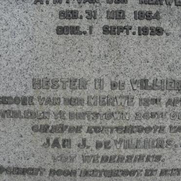 MERWE Barend Jacobus, van der 1851-1923 &amp; A.M. 1854-1933