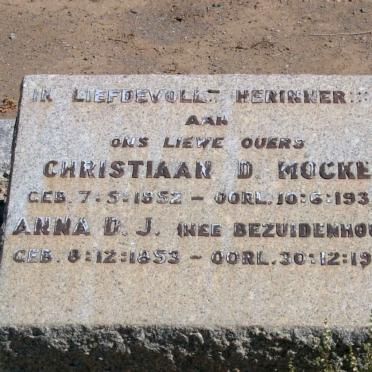 MOCKE Christiaan D. 1852-1935 &amp; Anna D.J. BEZUIDENHOUT 1853-1941